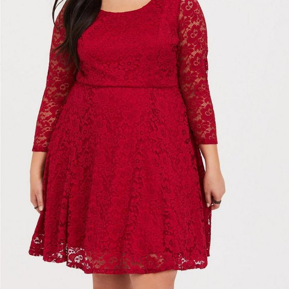 NWT Torrid Red Lace Skater Dress....Size: 14/16, Color: Red - Picture 10 of 10